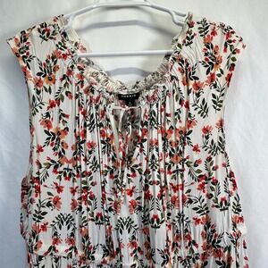 Torrid Plus Size 3x Dress Spring Floral Gauze Flowers White Orange Midi Summer